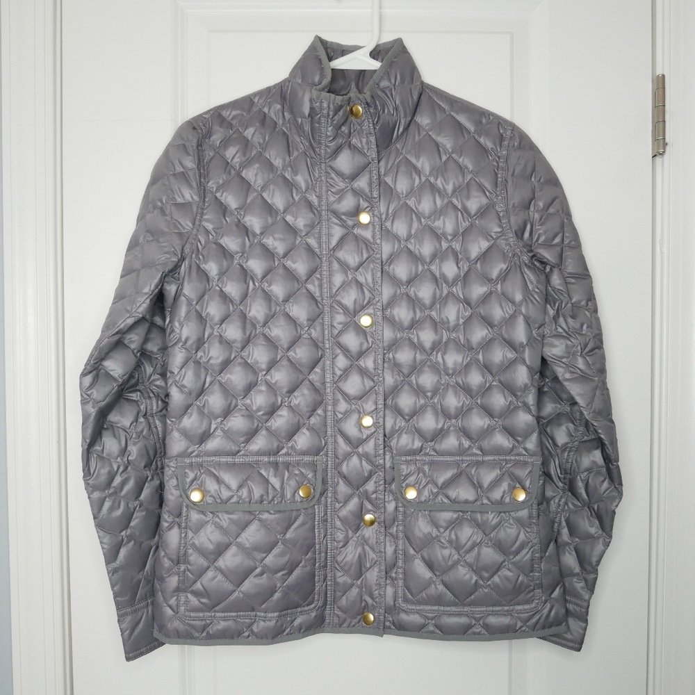 J. Crew Shiny Quilted Downtown Field Puffer Jacket Size XS